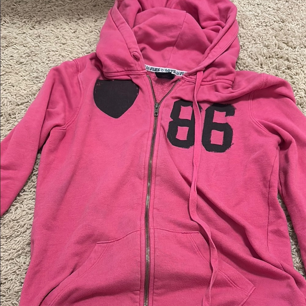 Victoria's Secret Pink Sweatshirt with Black Number and Heart